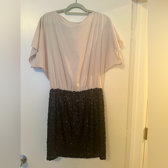 Jennifer Lopez black/cream dress with sequin skirt medium gently worn - Picture 2 of 3